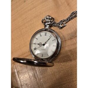 Unbranded Silver Tone 41mm Full Hunter Pocket Watch. New Battery..